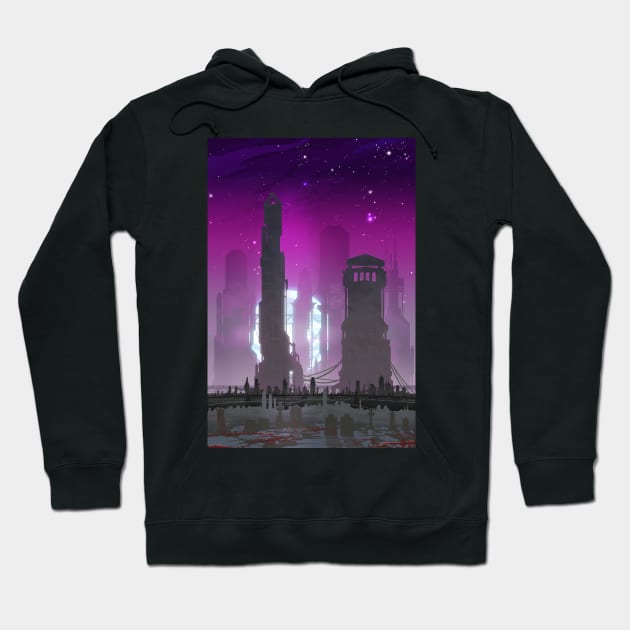 Cyberpunk City Towers - Monuments Hoodie by forge22